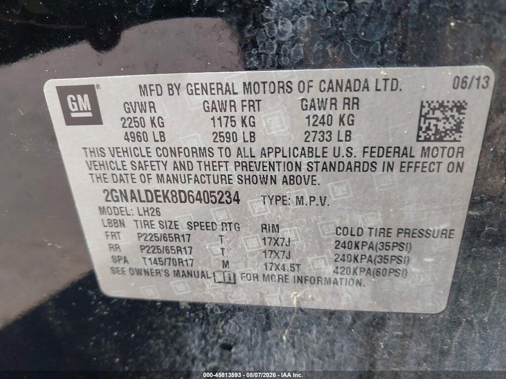 2GNALDEK8D6405234 2013 CHEVROLET EQUINOX photo no. 9