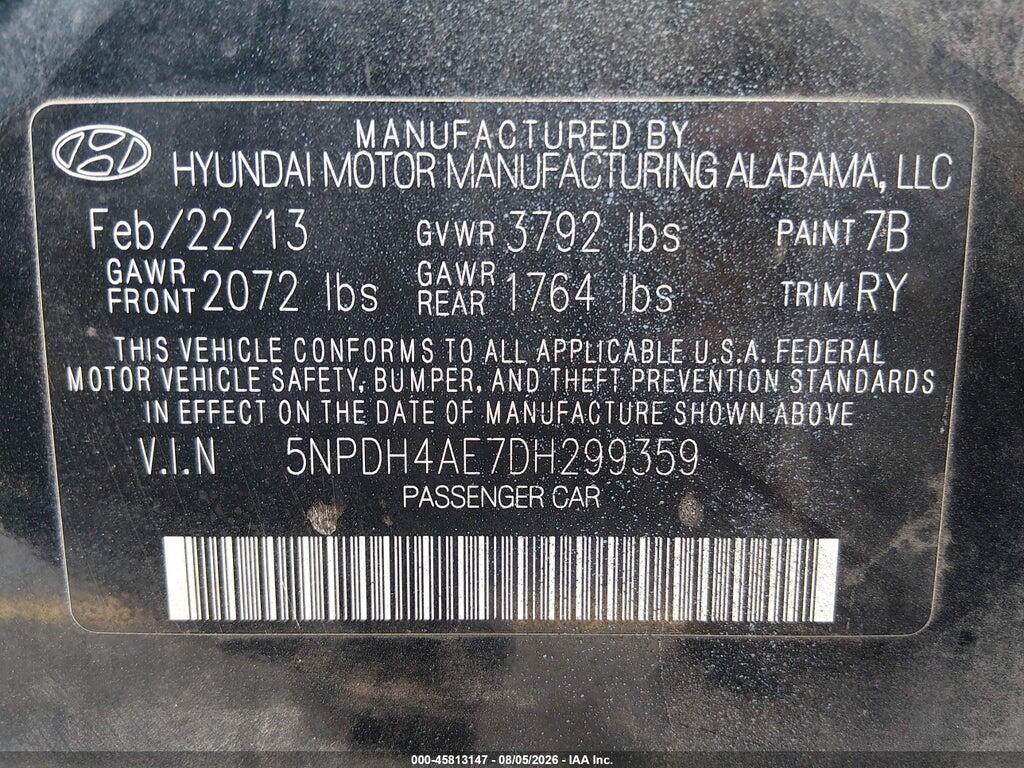 5NPDH4AE7DH299359 2013 HYUNDAI ELANTRA photo no. 9