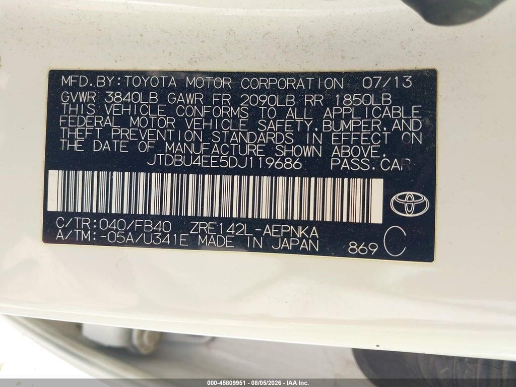 JTDBU4EE5DJ119686 2013 TOYOTA COROLLA photo no. 9