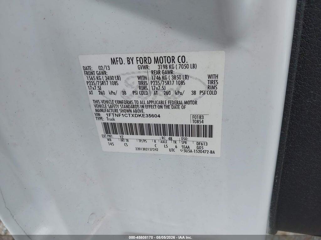1FTNF1CTXDKE35604 2013 FORD F-150 photo no. 9