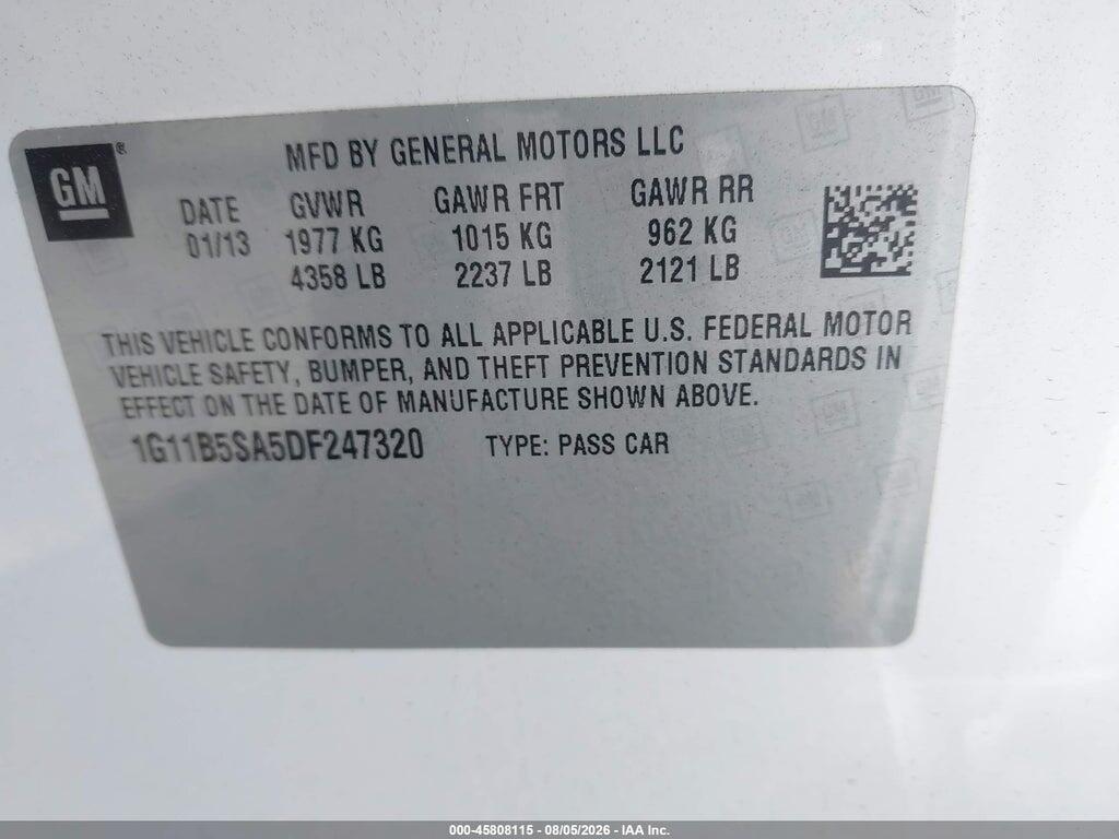 1G11B5SA5DF247320 2013 CHEVROLET MALIBU photo no. 9