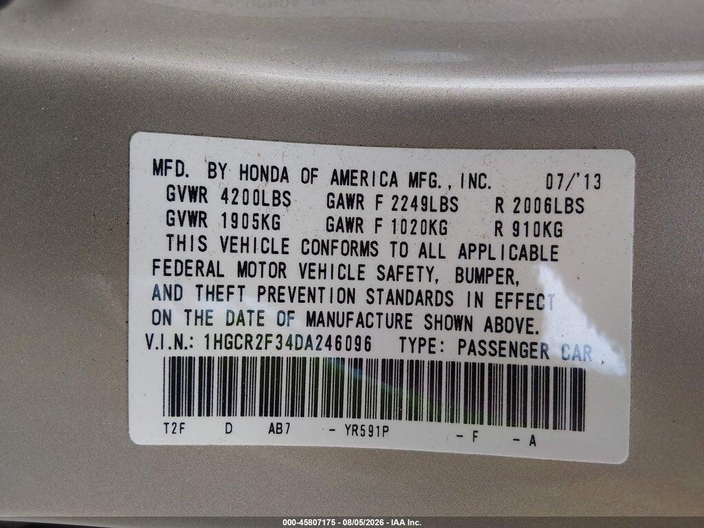 1HGCR2F34DA246096 2013 HONDA ACCORD photo no. 9