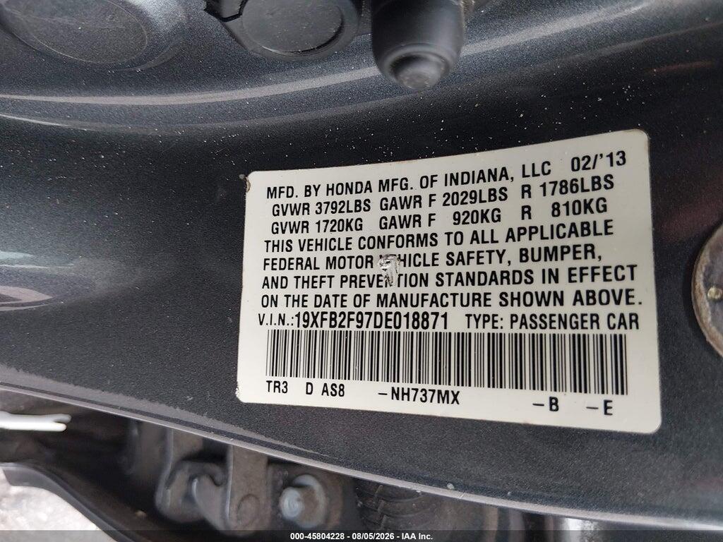 19XFB2F97DE018871 2013 HONDA CIVIC photo no. 9