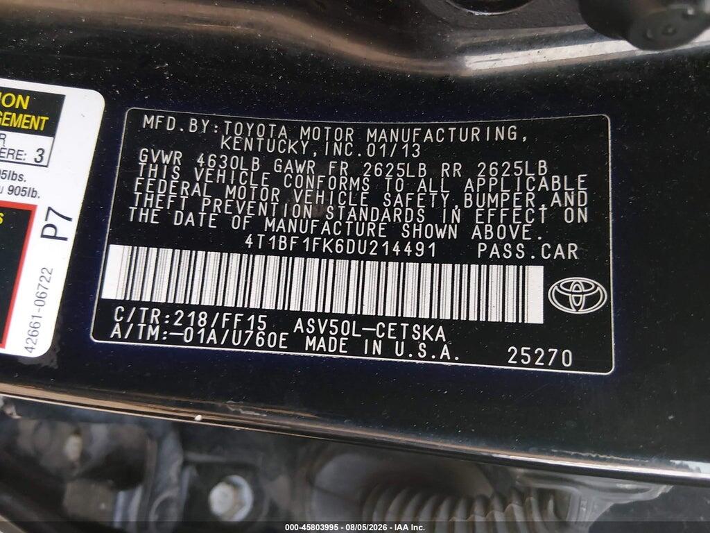 4T1BF1FK6DU214491 2013 TOYOTA CAMRY photo no. 9