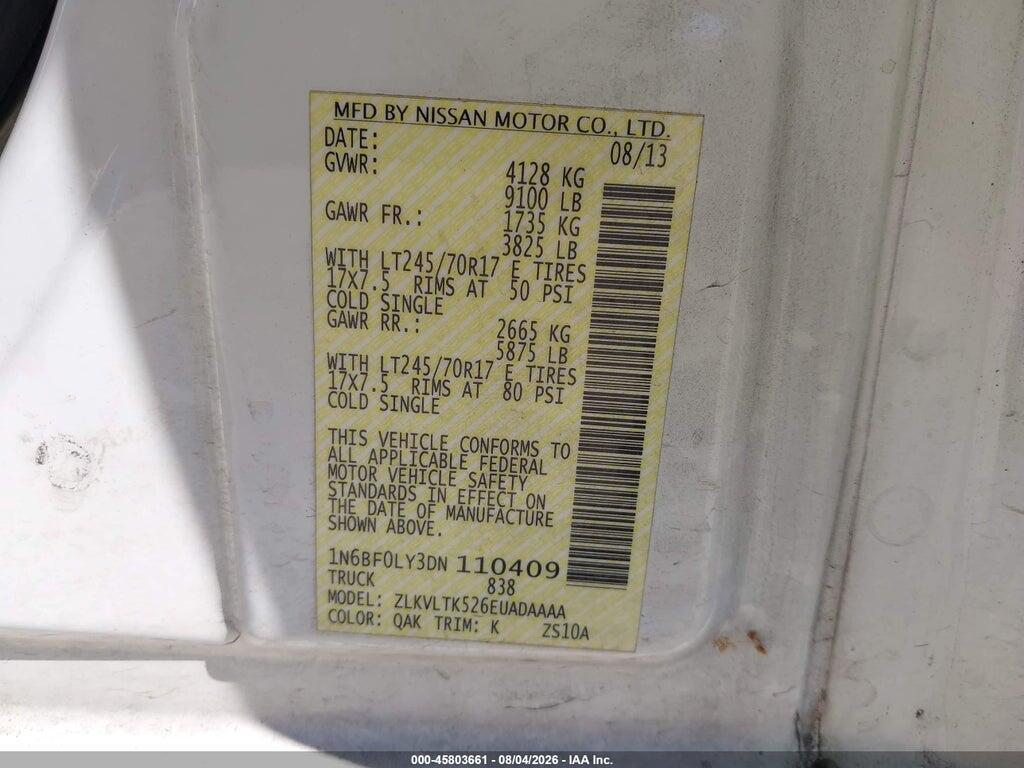 1N6BF0LY3DN110409 2013 NISSAN NV CARGO NV2500 HD photo no. 9