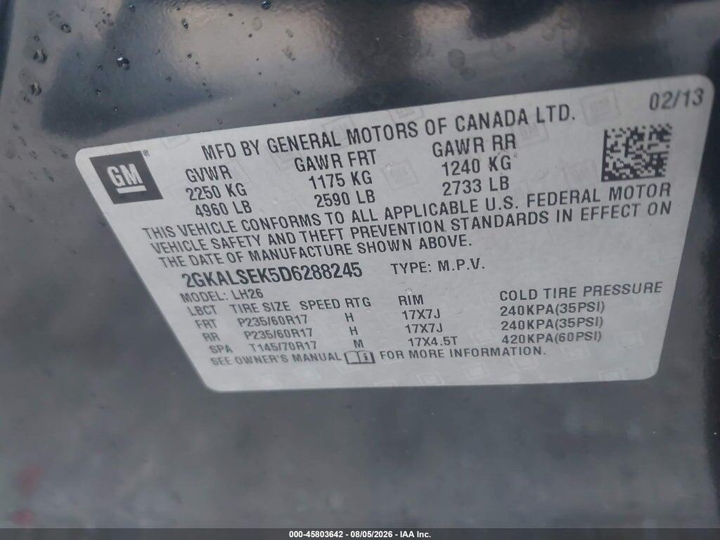 2GKALSEK5D6288245 2013 GMC TERRAIN photo no. 9