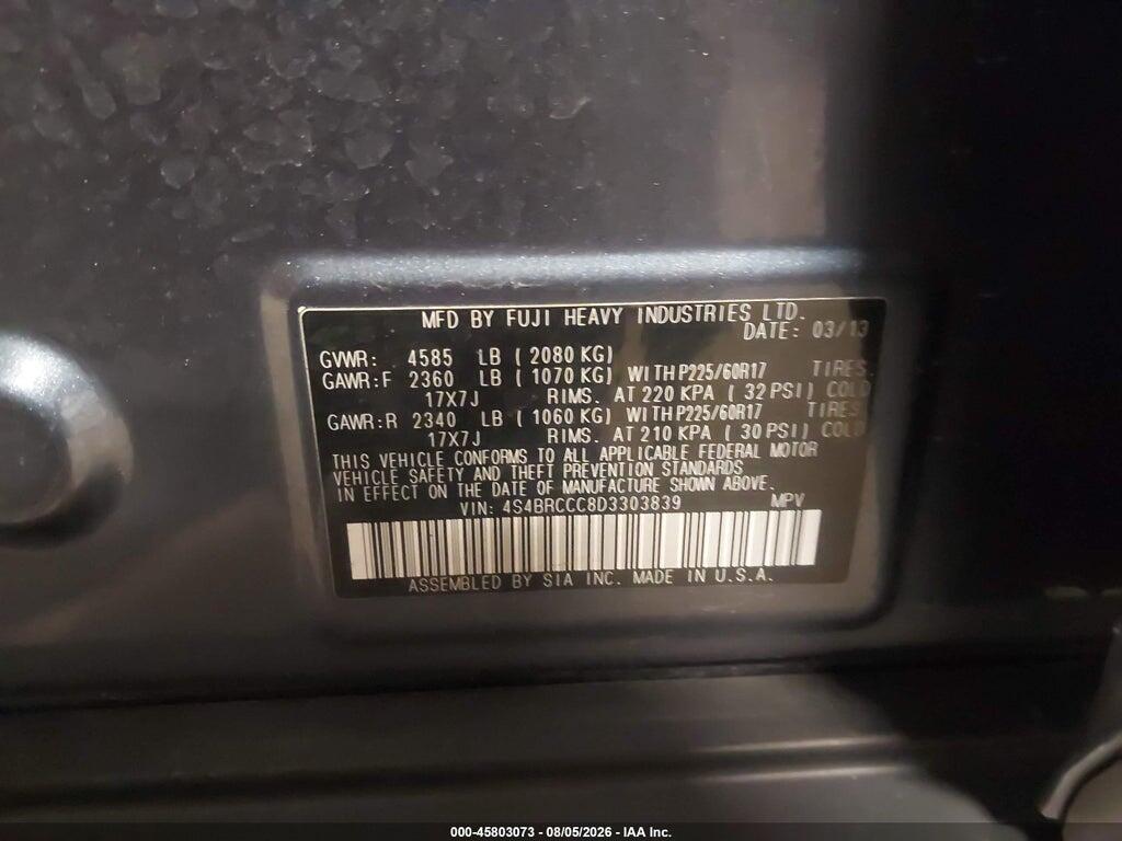 4S4BRCCC8D3303839 2013 SUBARU OUTBACK photo no. 9