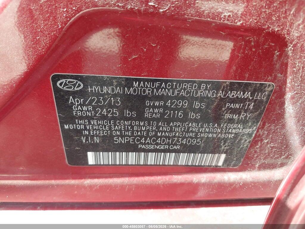 5NPEC4AC4DH734095 2013 HYUNDAI SONATA photo no. 9