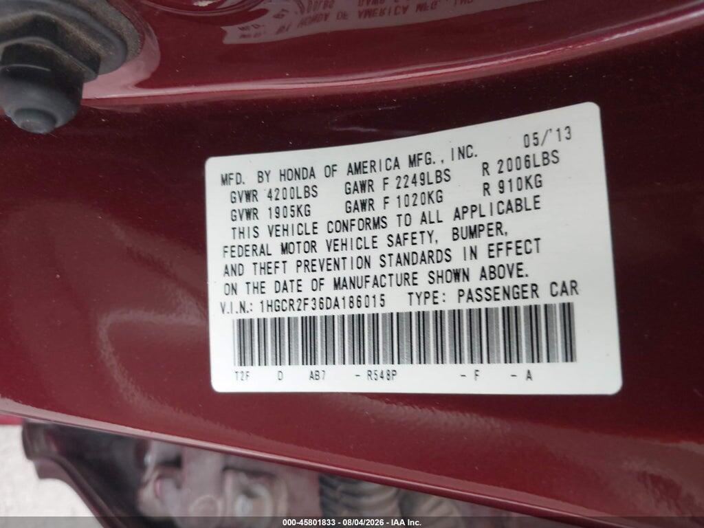 1HGCR2F36DA186015 2013 HONDA ACCORD photo no. 9
