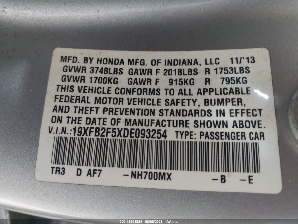 19XFB2F5XDE093254 2013 HONDA CIVIC photo no. 9