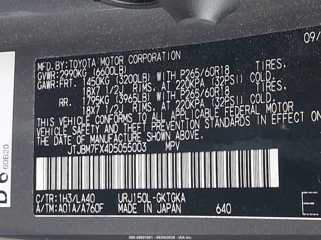 JTJBM7FX4D5055003 2013 LEXUS GX 460 photo no. 9