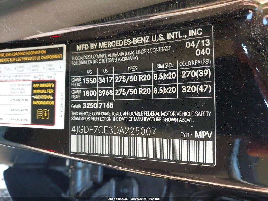4JGDF7CE3DA225007 2013 MERCEDES-BENZ GL 450 photo no. 9
