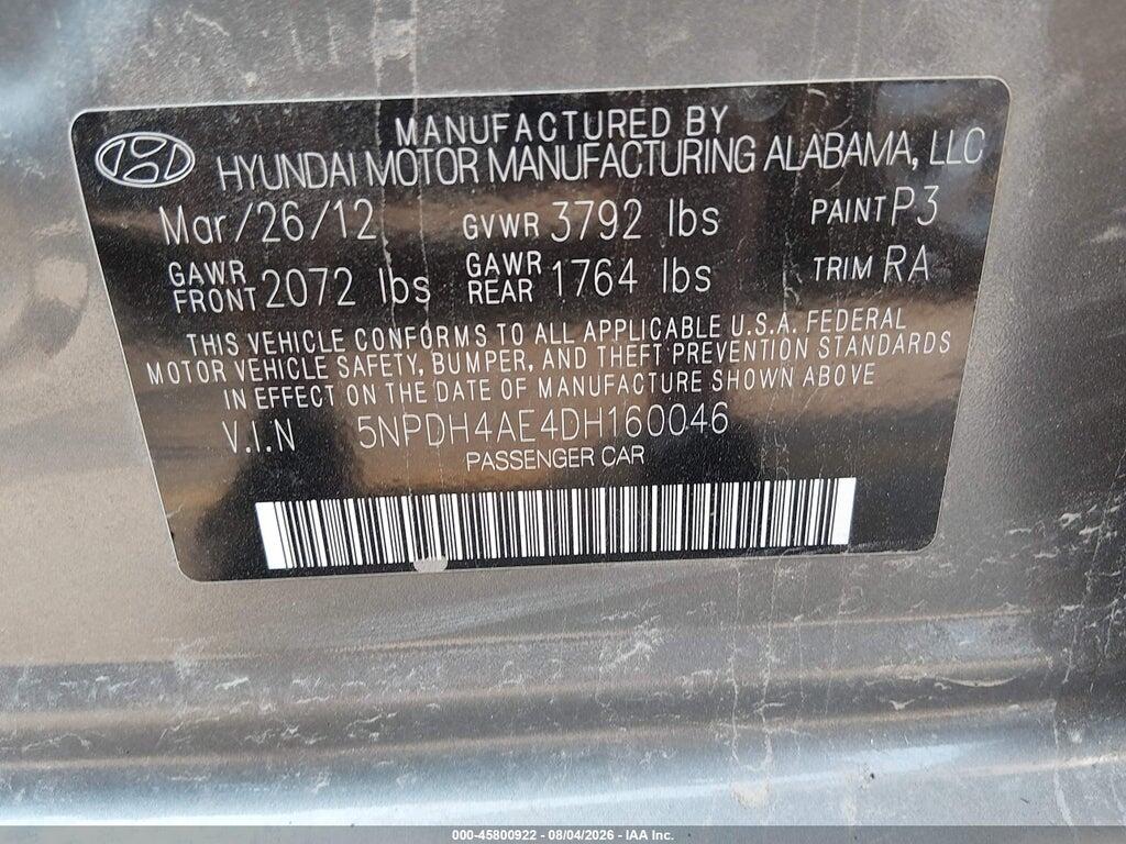 5NPDH4AE4DH160046 2013 HYUNDAI ELANTRA photo no. 9