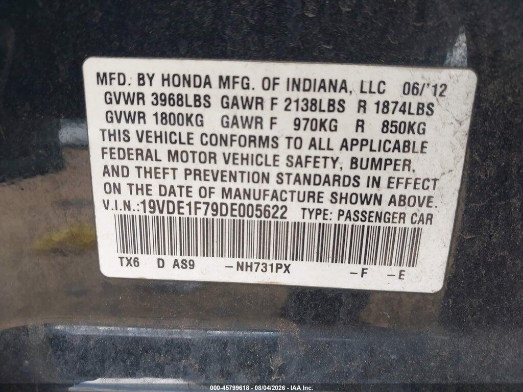 19VDE1F79DE005622 2013 ACURA ILX photo no. 9