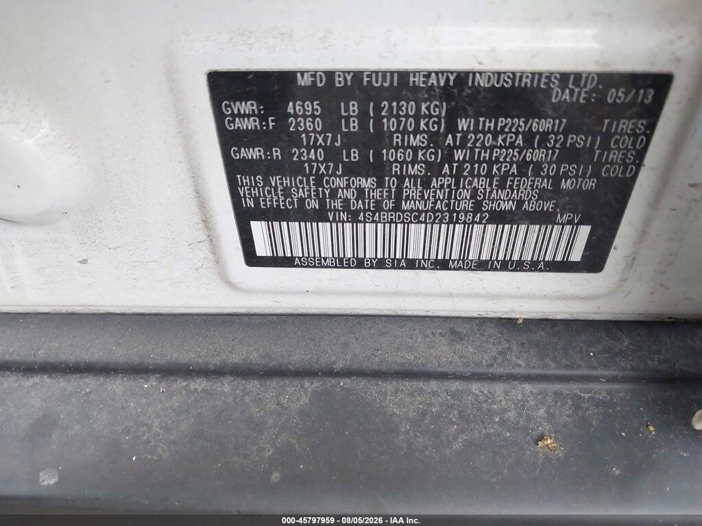 4S4BRDSC4D2319842 2013 SUBARU OUTBACK photo no. 9