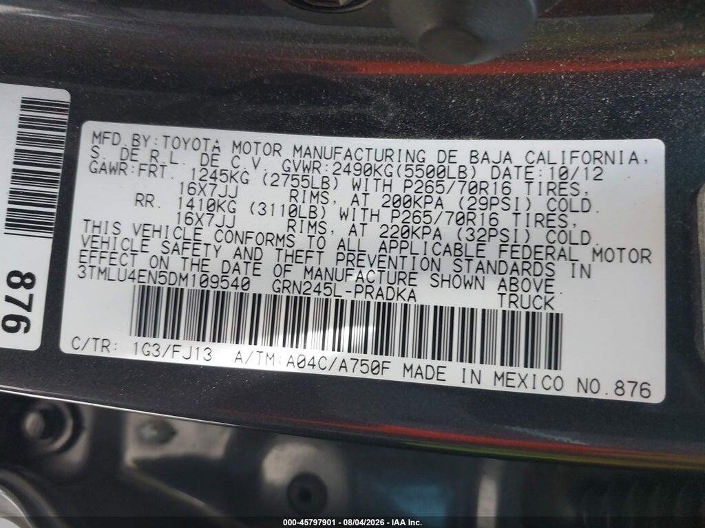 3TMLU4EN5DM109540 2013 TOYOTA TACOMA photo no. 9