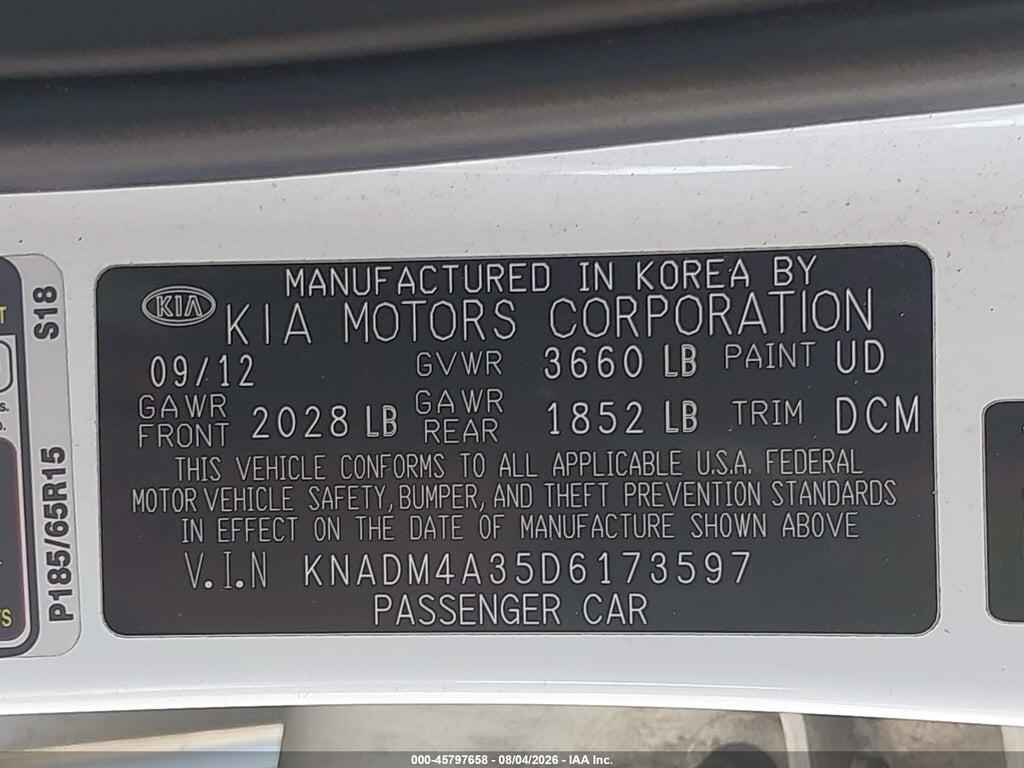 KNADM4A35D6173597 2013 KIA RIO photo no. 9