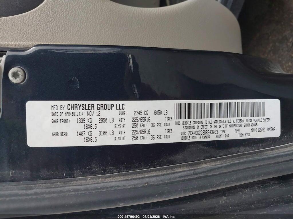2C4RDGCG3DR643063 2013 DODGE GRAND CARAVAN photo no. 9