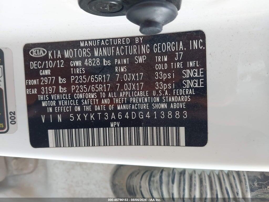 5XYKT3A64DG413883 2013 KIA SORENTO photo no. 9