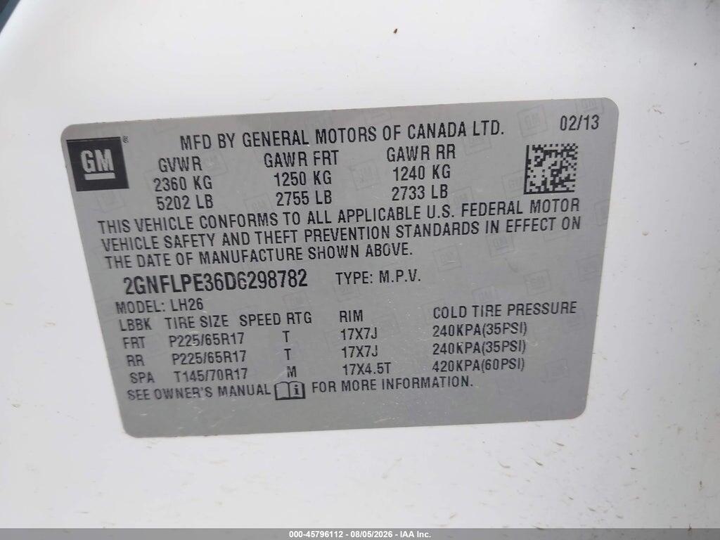 2GNFLPE36D6298782 2013 CHEVROLET EQUINOX photo no. 9