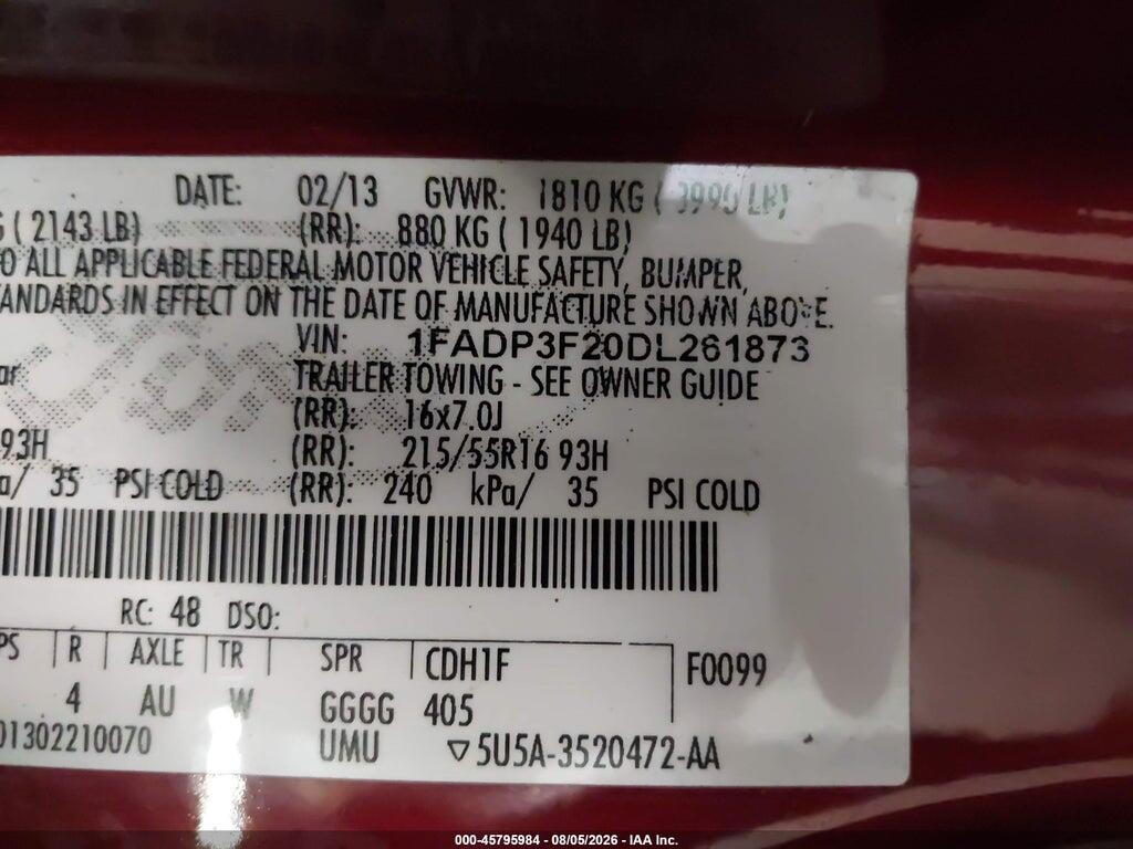 1FADP3F20DL261873 2013 FORD FOCUS photo no. 9
