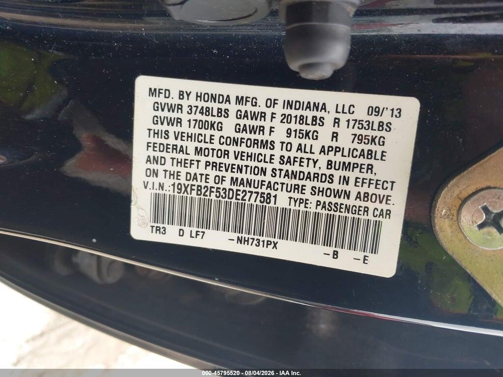 19XFB2F53DE277581 2013 HONDA CIVIC photo no. 9