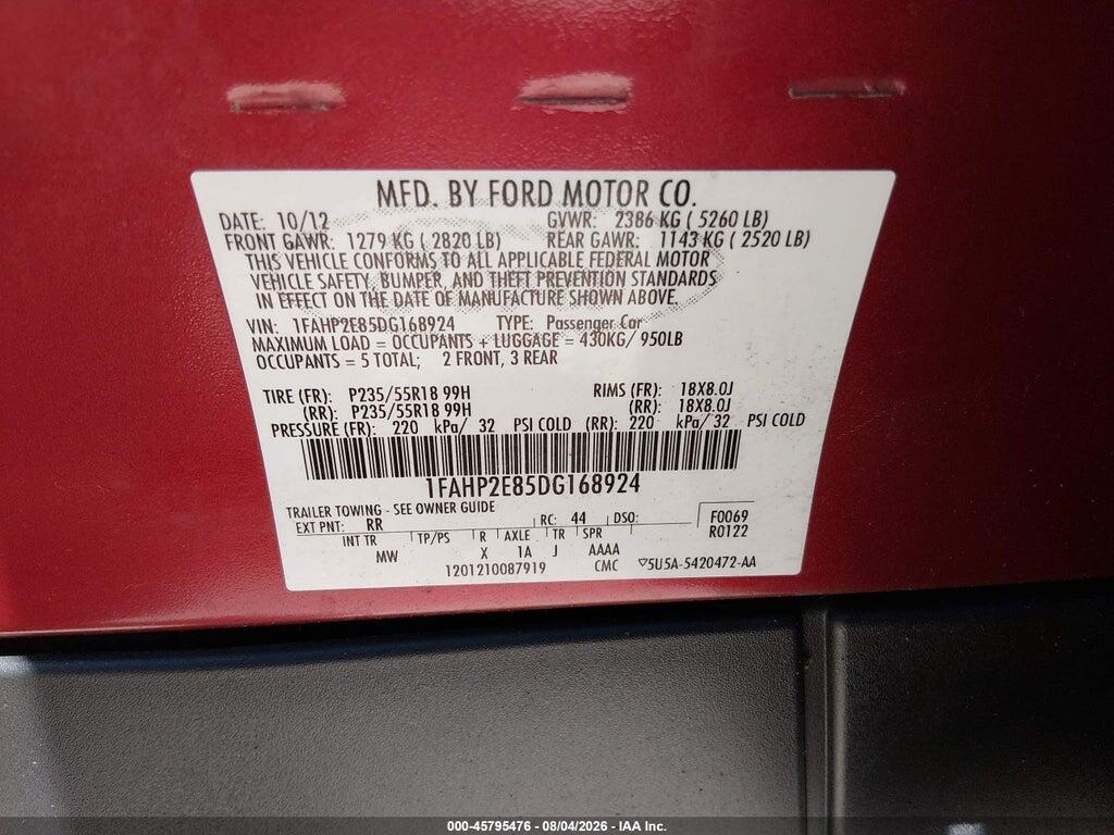1FAHP2E85DG168924 2013 FORD TAURUS photo no. 9