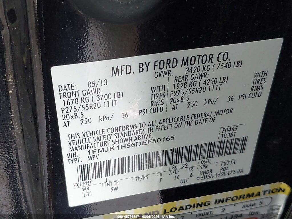 1FMJK1H56DEF50165 2013 FORD EXPEDITION EL photo no. 9