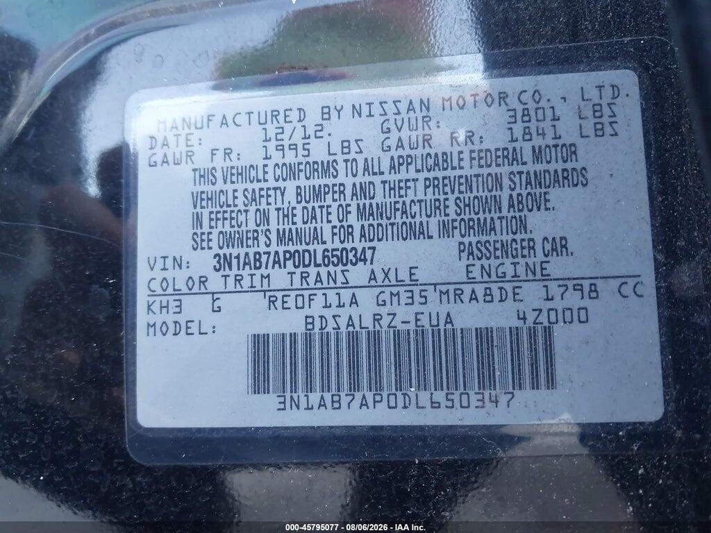 3N1AB7AP0DL650347 2013 NISSAN SENTRA photo no. 9