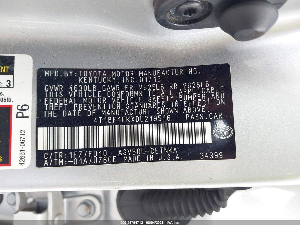 4T1BF1FKXDU219516 2013 TOYOTA CAMRY photo no. 9