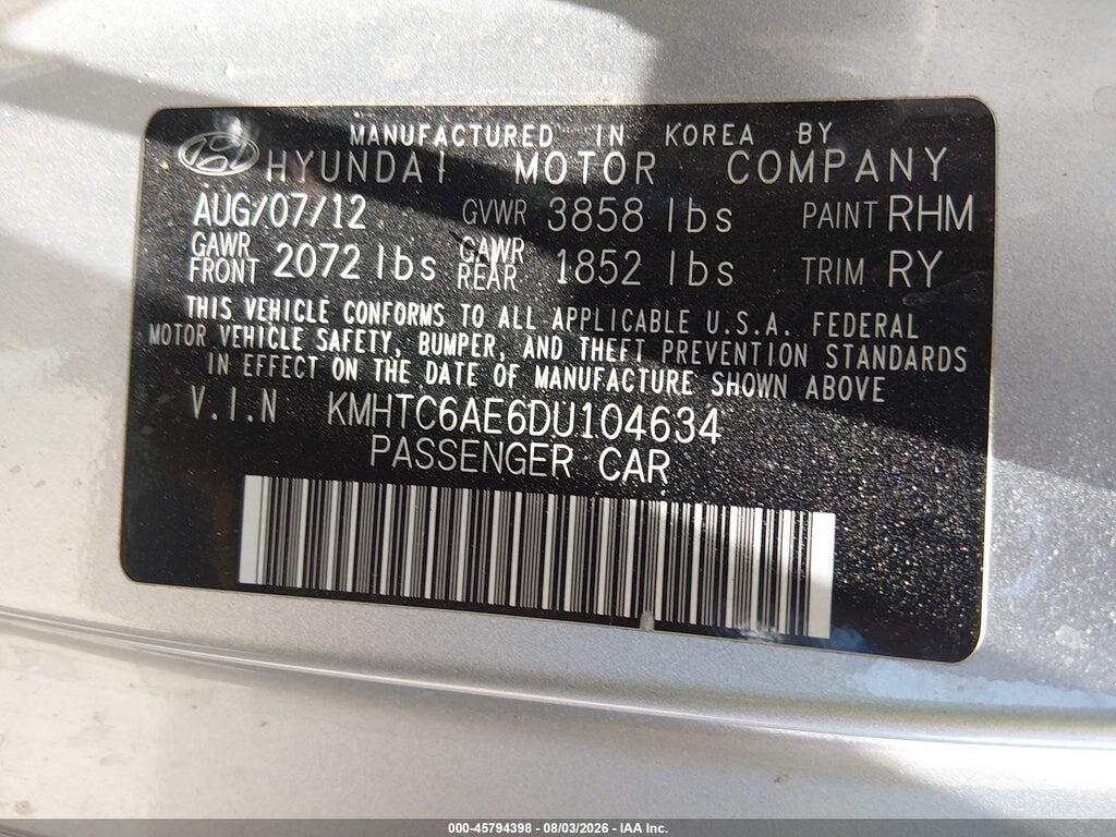 KMHTC6AE6DU104634 2013 HYUNDAI VELOSTER photo no. 9