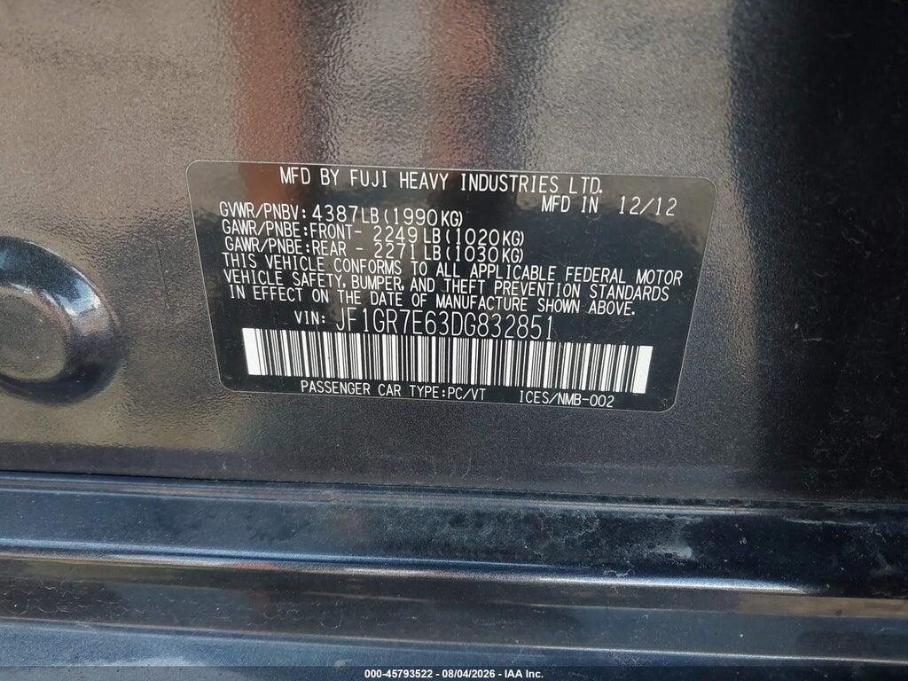 JF1GR7E63DG832851 2013 SUBARU IMPREZA WRX photo no. 9