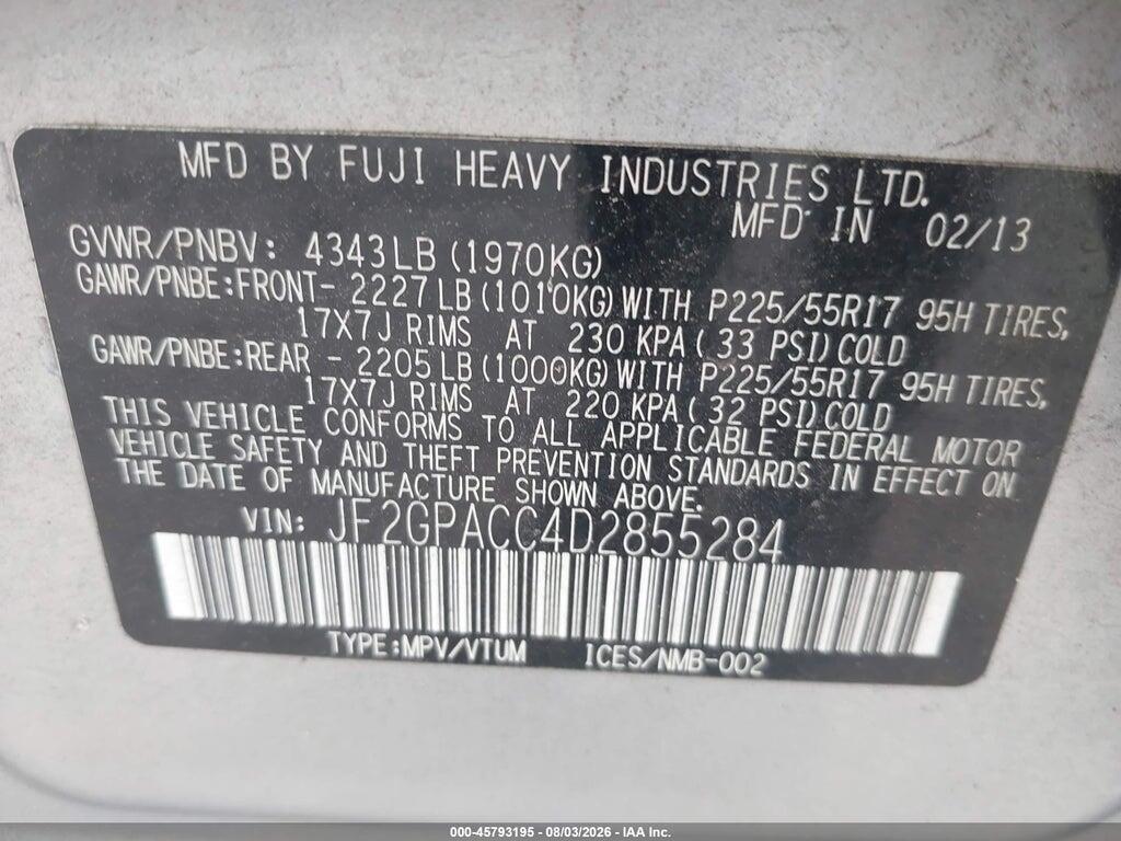 JF2GPACC4D2855284 2013 SUBARU XV CROSSTREK photo no. 9