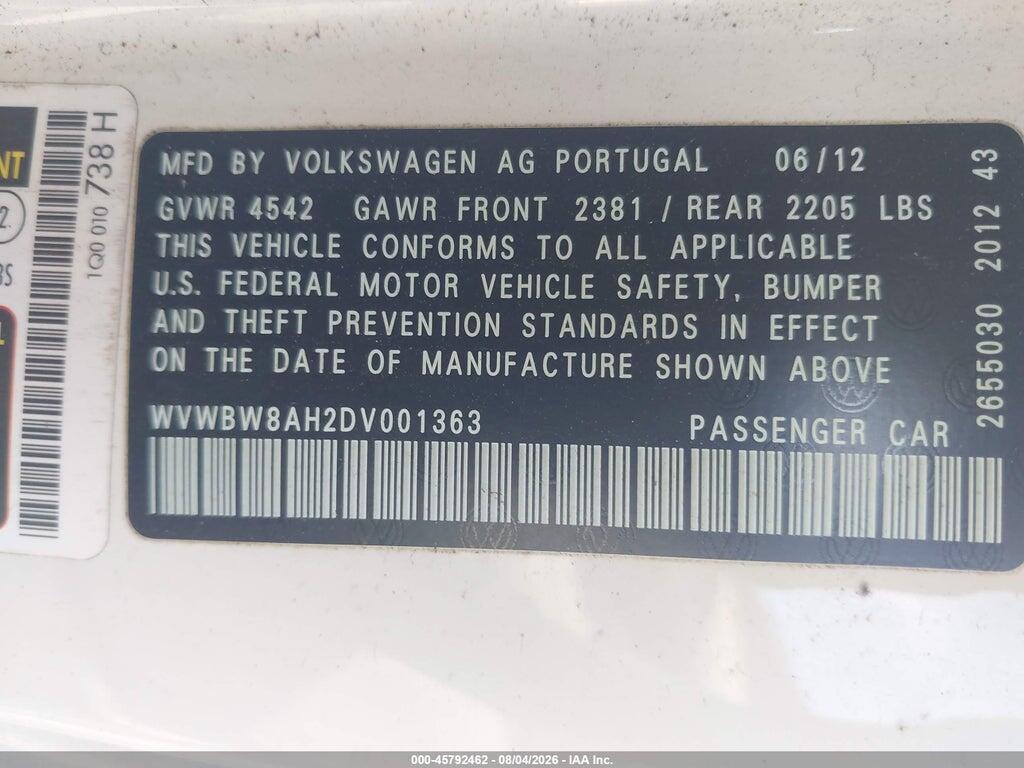 WVWBW8AH2DV001363 2013 VOLKSWAGEN EOS photo no. 9