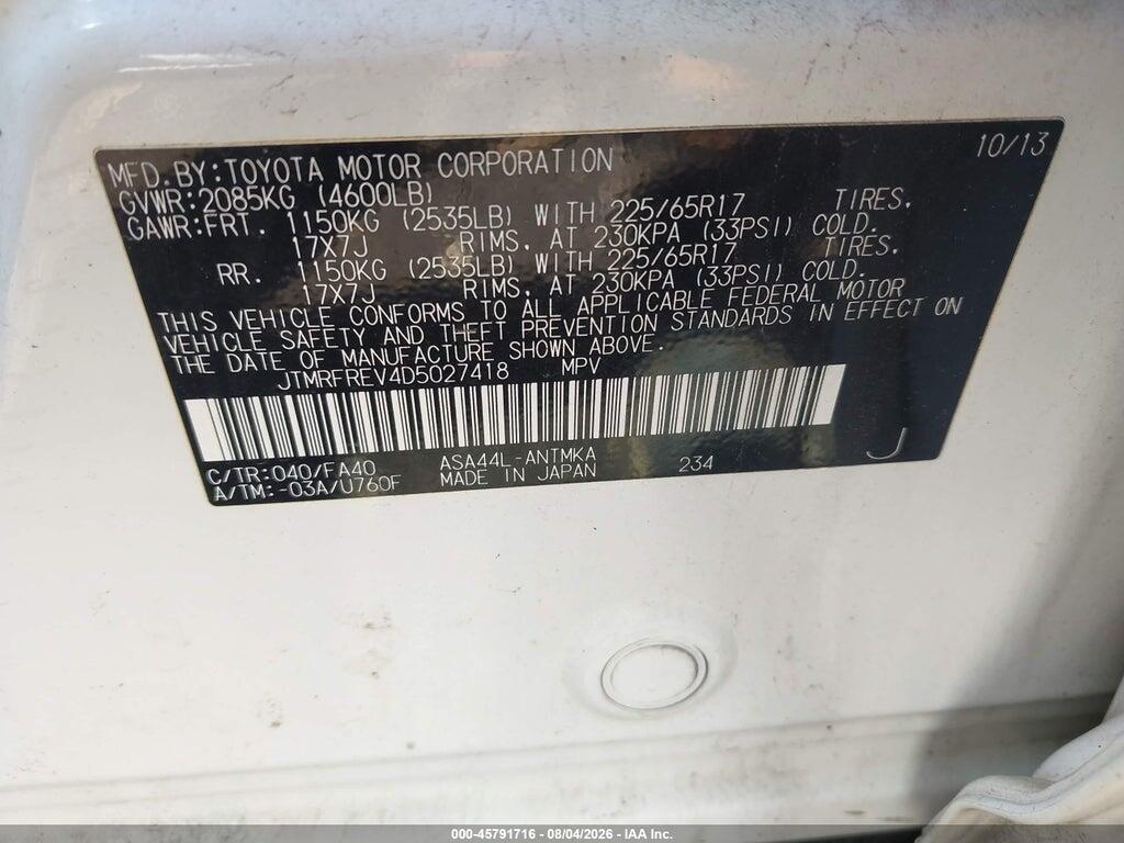 JTMRFREV4D5027418 2013 TOYOTA RAV4 photo no. 9