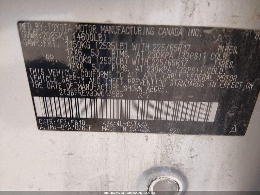 2T3BFREV3DW017585 2013 TOYOTA RAV4 photo no. 9