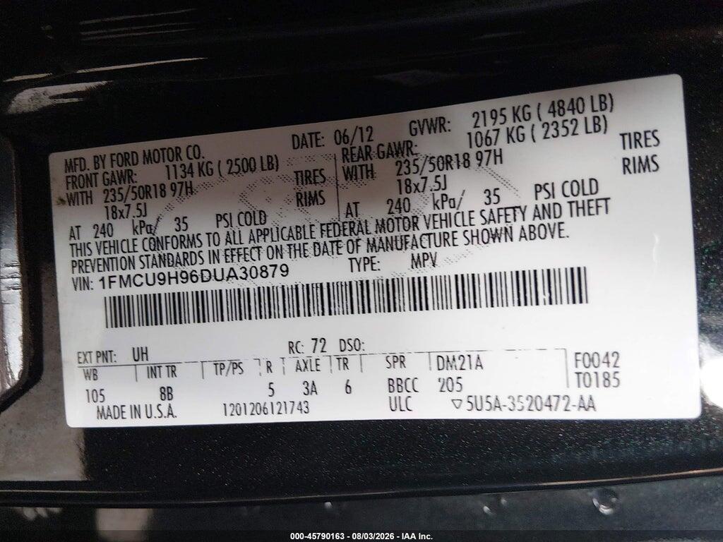 1FMCU9H96DUA30879 2013 FORD ESCAPE photo no. 9