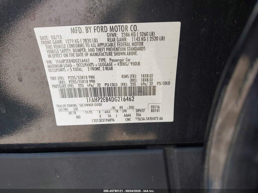 1FAHP2E84DG216462 2013 FORD TAURUS photo no. 9
