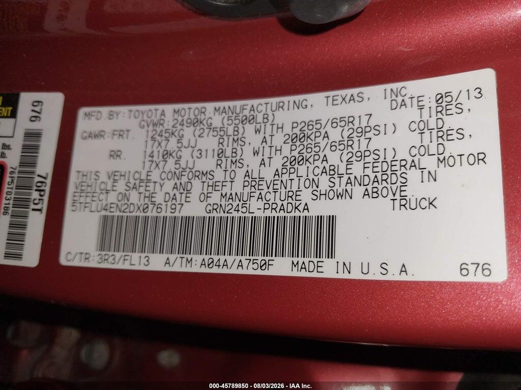5TFLU4EN2DX076197 2013 TOYOTA TACOMA photo no. 9