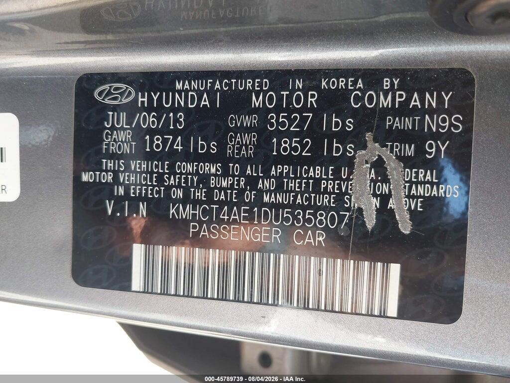 KMHCT4AE1DU535807 2013 HYUNDAI ACCENT photo no. 9