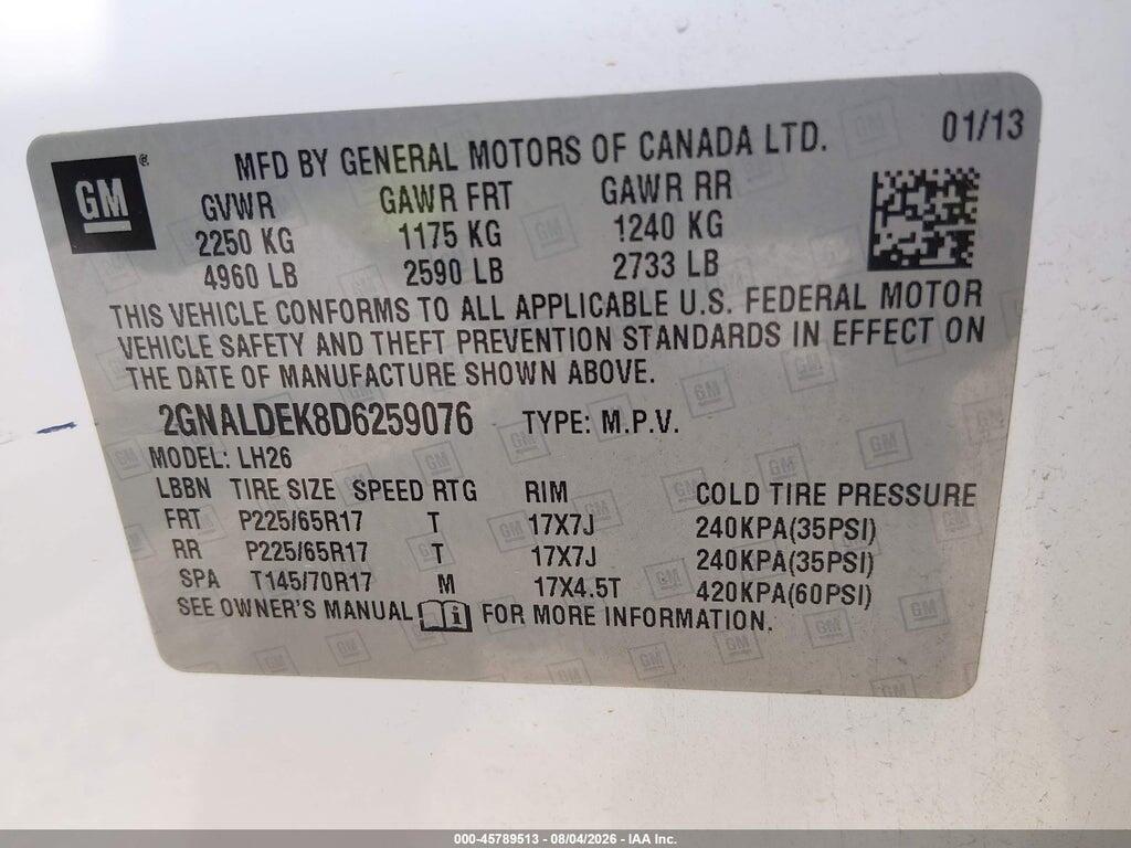 2GNALDEK8D6259076 2013 CHEVROLET EQUINOX photo no. 9