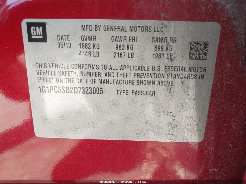 1G1PC5SB2D7323005 2013 CHEVROLET CRUZE photo no. 9