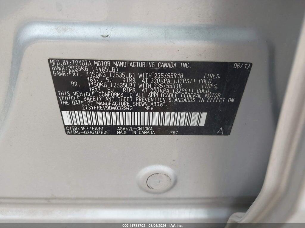 2T3YFREV9DW032943 2013 TOYOTA RAV4 photo no. 9
