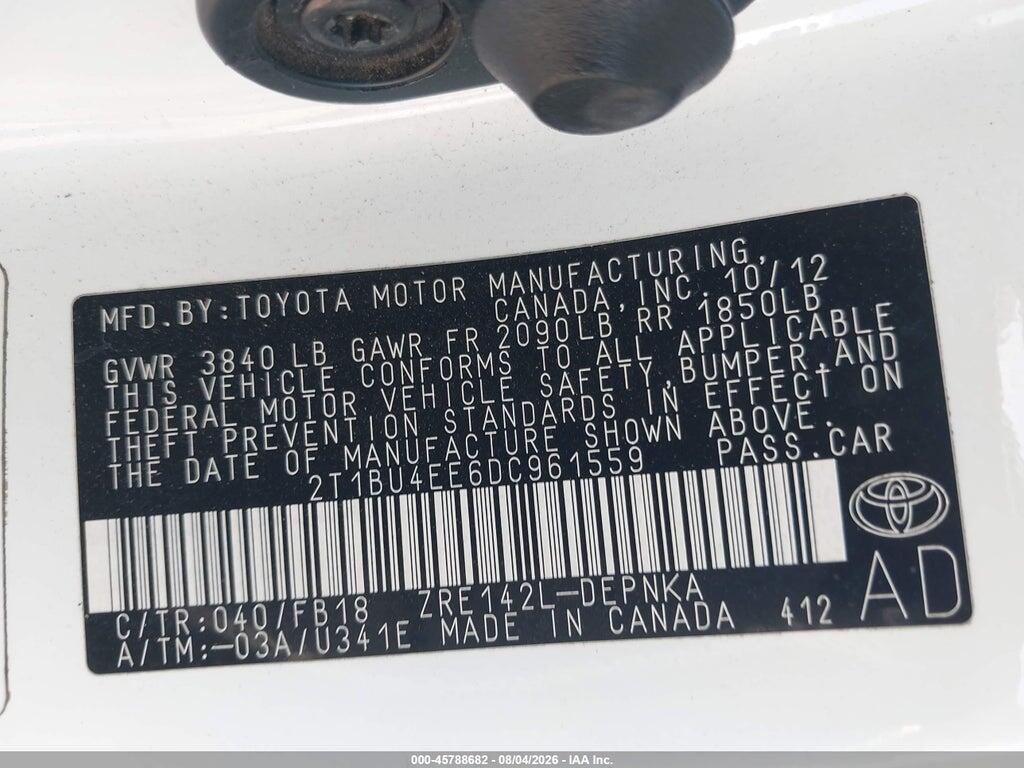 2T1BU4EE6DC961559 2013 TOYOTA COROLLA photo no. 9