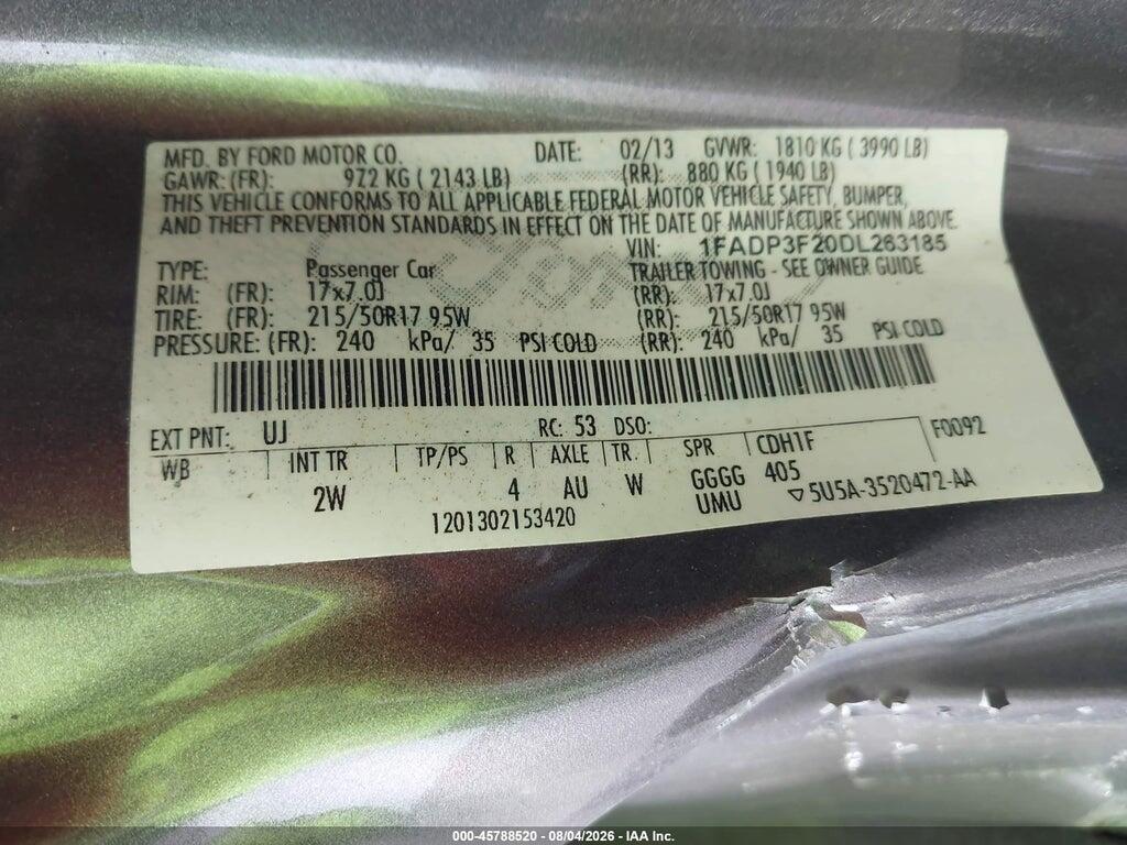 1FADP3F20DL263185 2013 FORD FOCUS photo no. 9