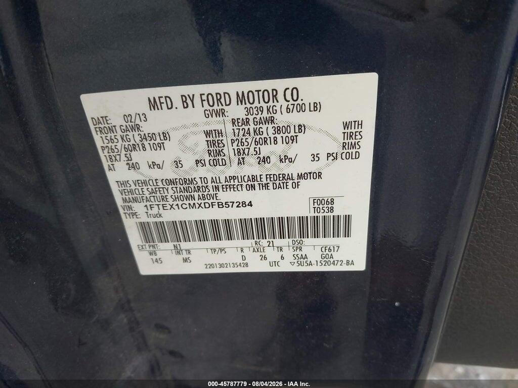 1FTEX1CMXDFB57284 2013 FORD F-150 photo no. 9