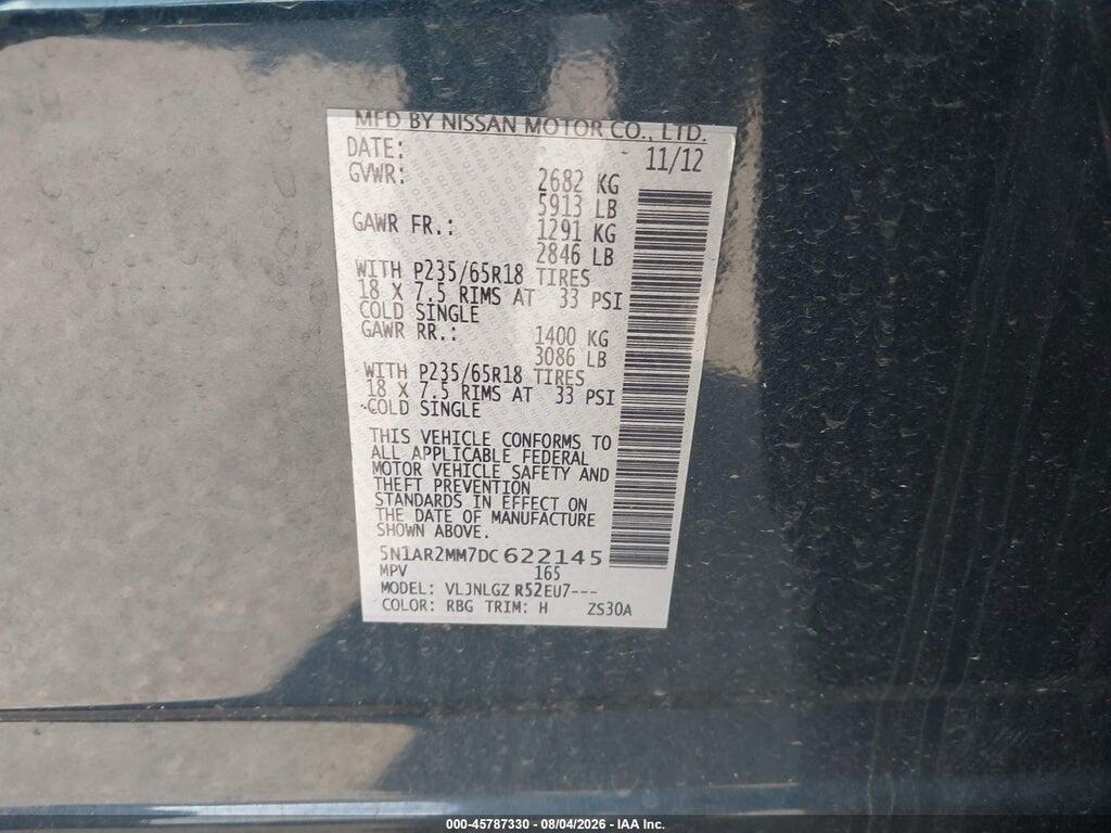 5N1AR2MM7DC622145 2013 NISSAN PATHFINDER photo no. 9