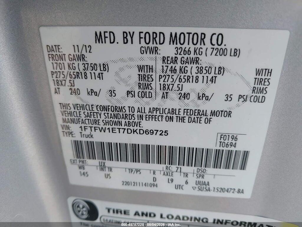 1FTFW1ET7DKD69725 2013 FORD F-150 photo no. 9