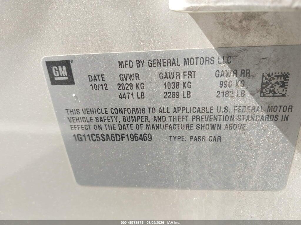 1G11C5SA6DF196469 2013 CHEVROLET MALIBU photo no. 9