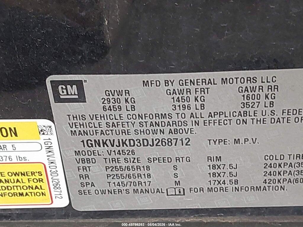 1GNKVJKD3DJ268712 2013 CHEVROLET TRAVERSE photo no. 9